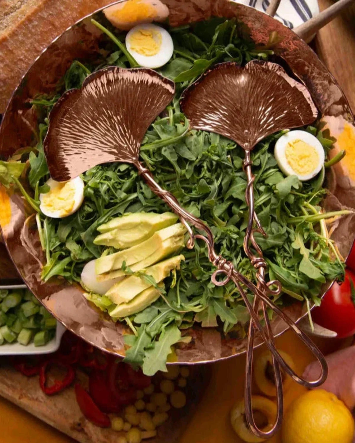Copper Salad Server Set