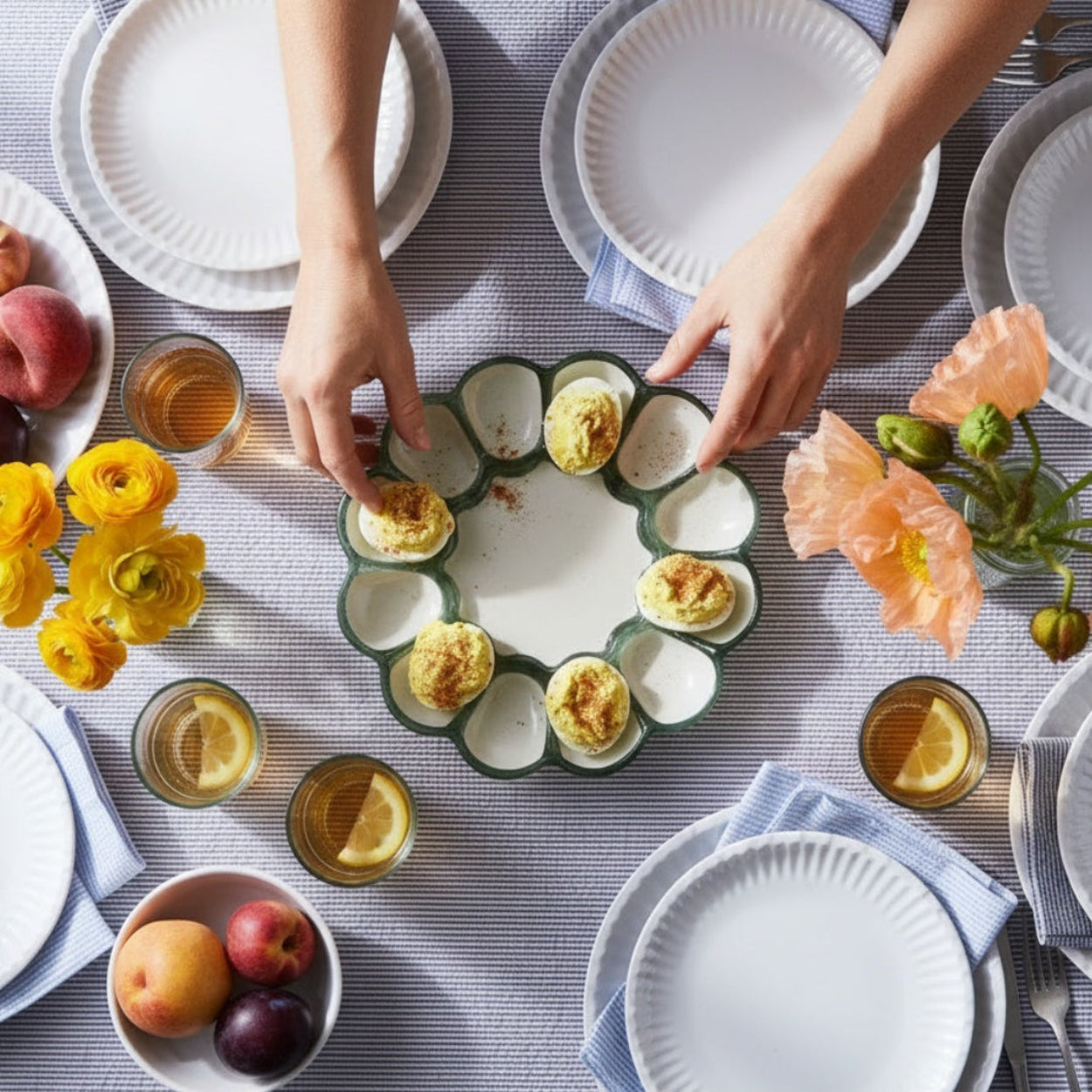 Deviled Egg Plate on a Picnic Table