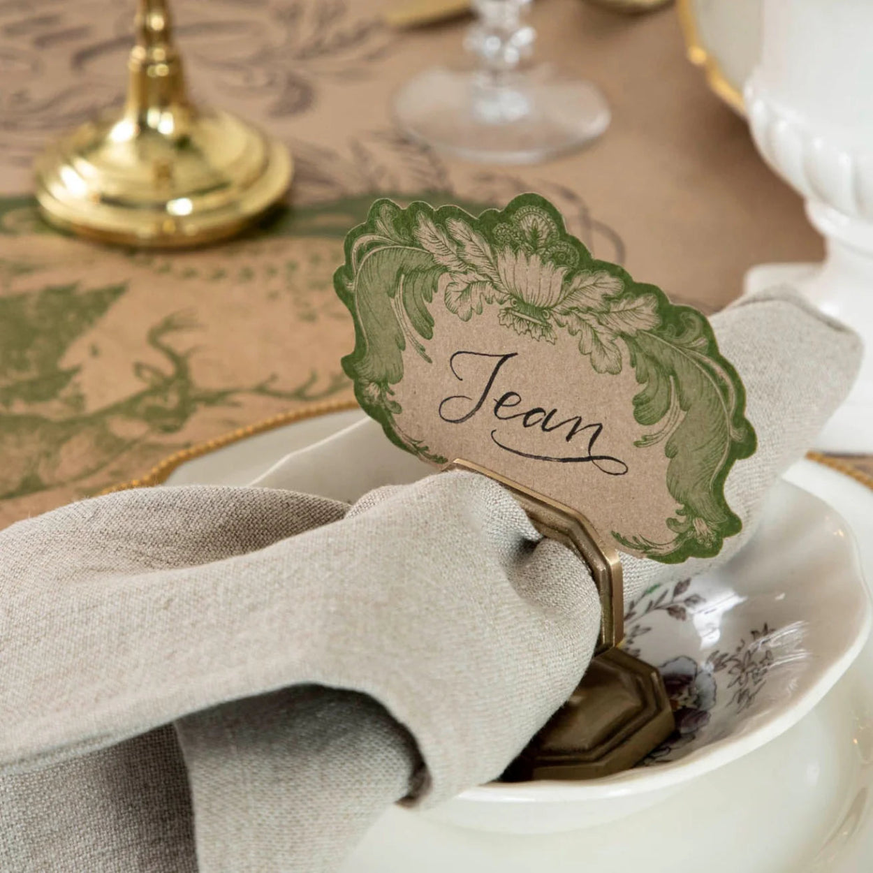 Moss Fable Toile Place Cards