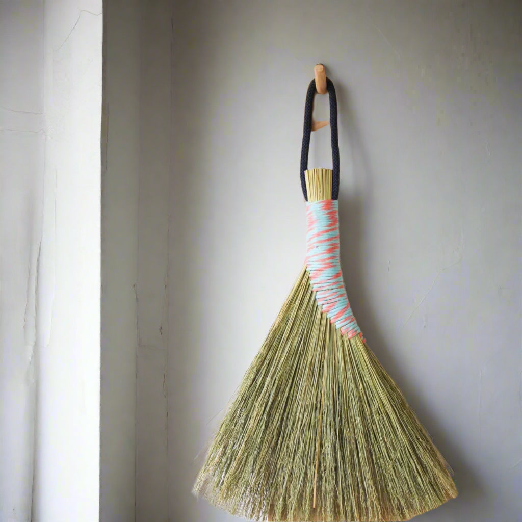 Pink and Teal Turkey Wing Broom