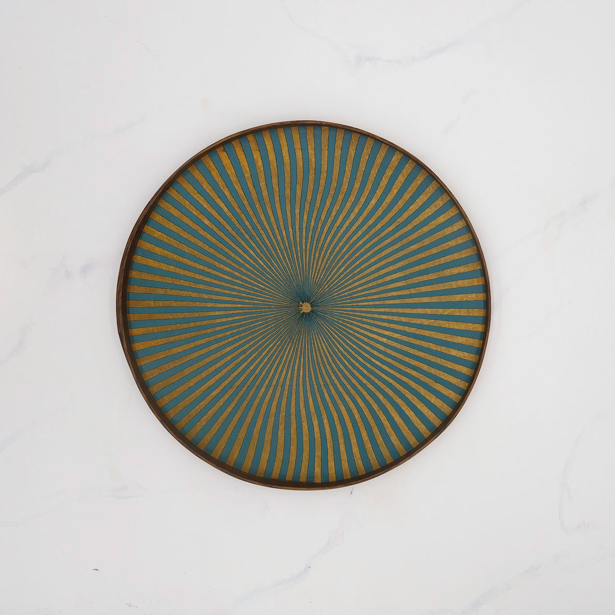 Large Gold and Turquoise Round Tray