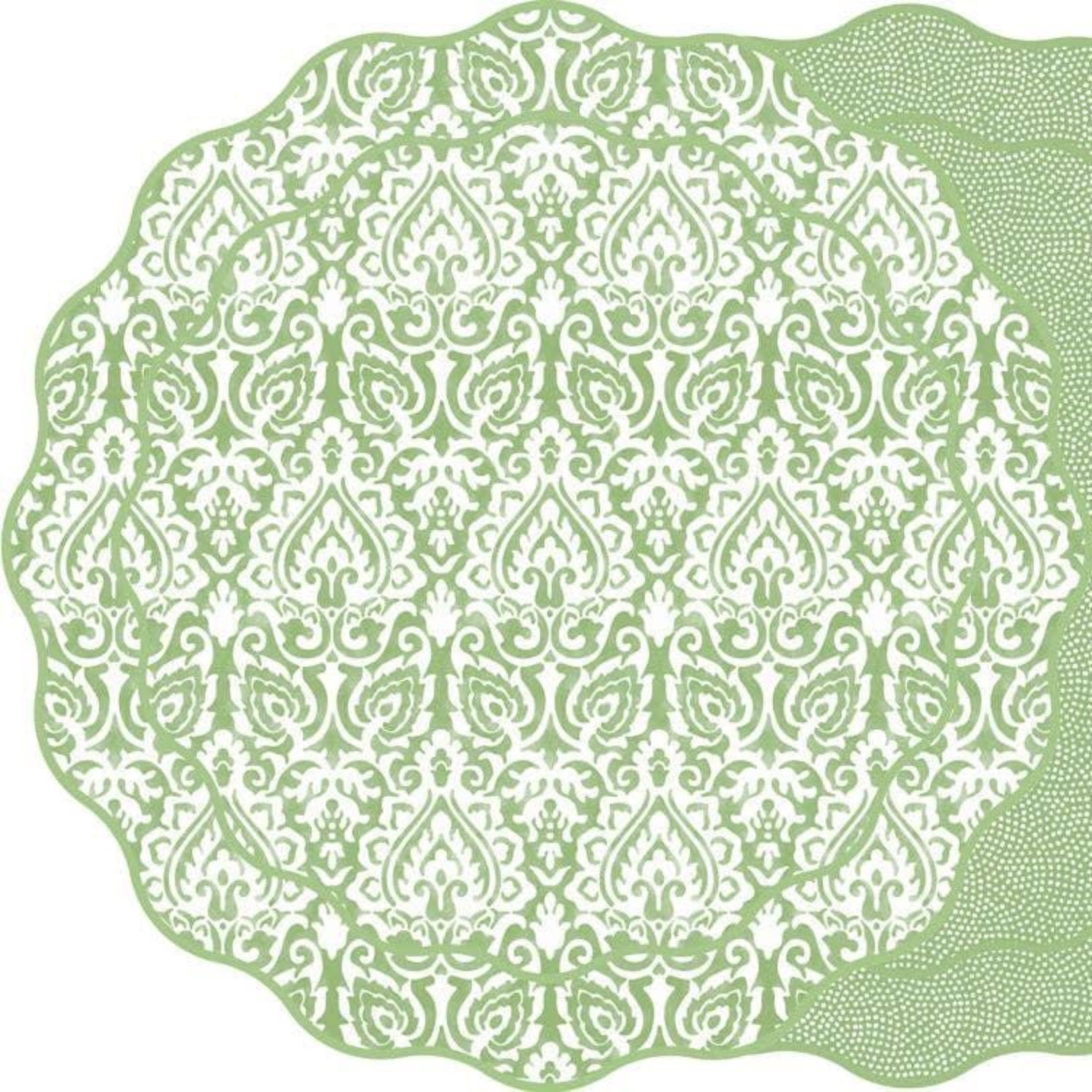 Damask and Dot Fan Round Placemat - Southern Crafted