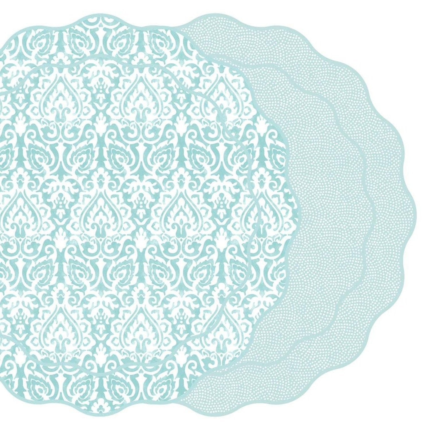 Damask and Dot Fan Round Placemat - Southern Crafted