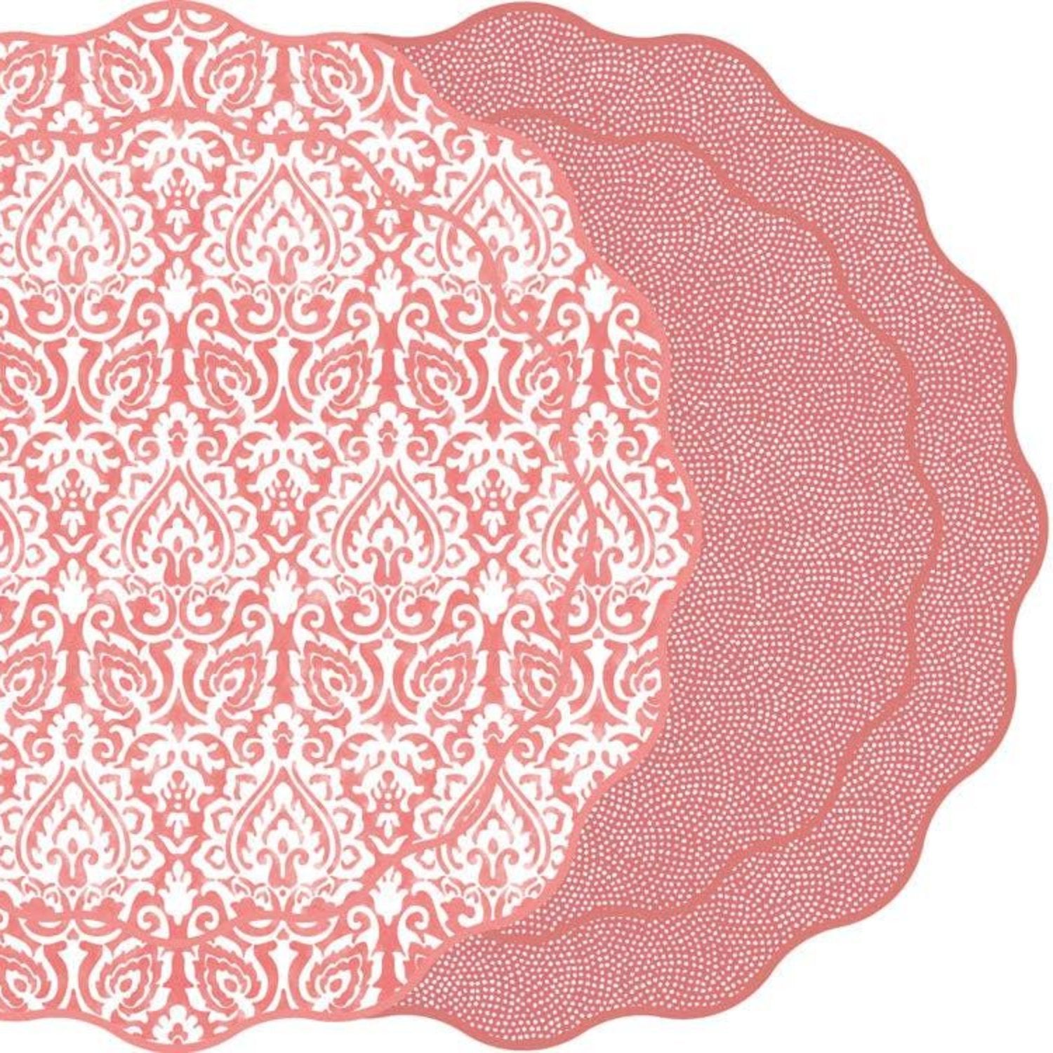Damask and Dot Fan Round Placemat - Southern Crafted