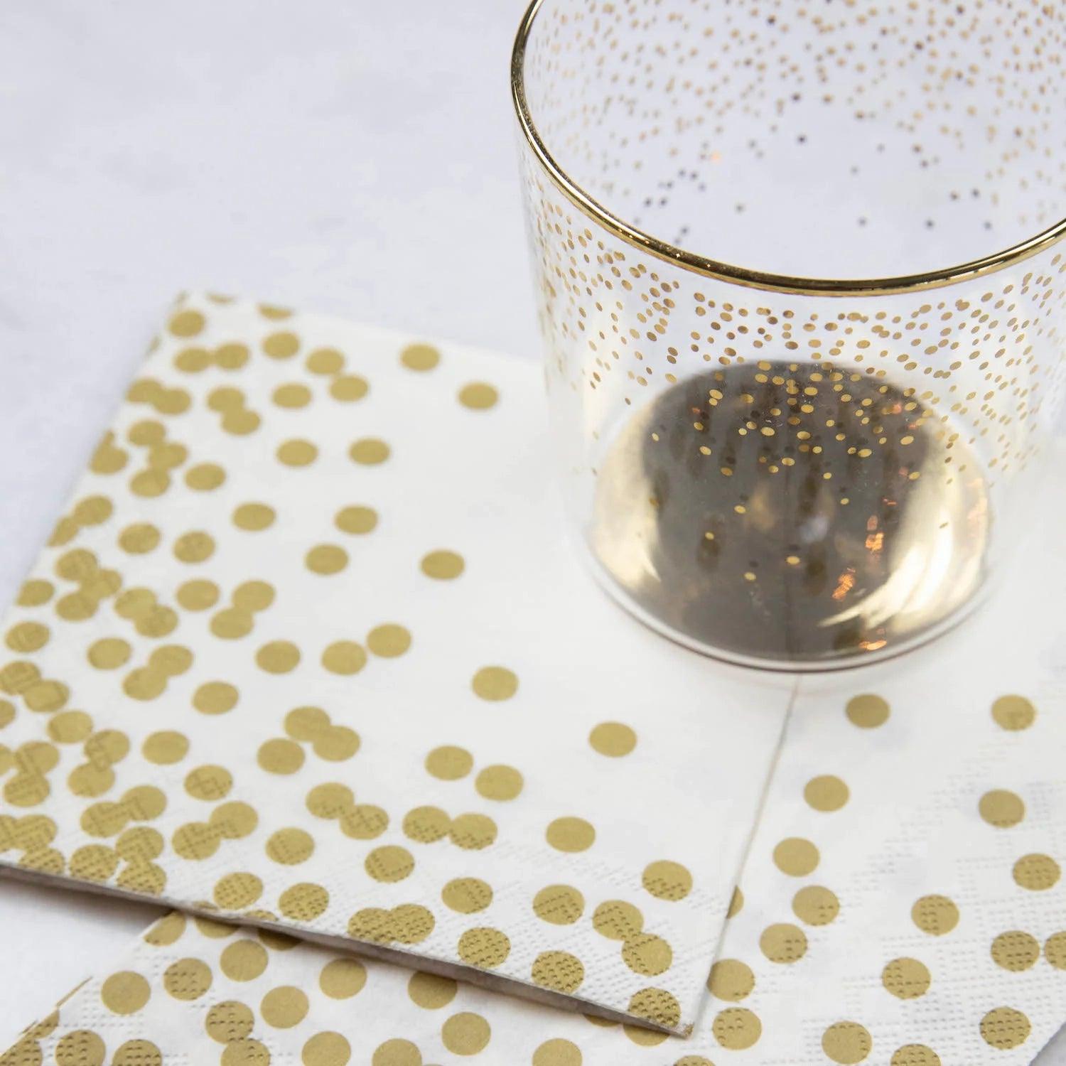 Gold Confetti Cocktail Napkins Pack of 20 - Southern Crafted