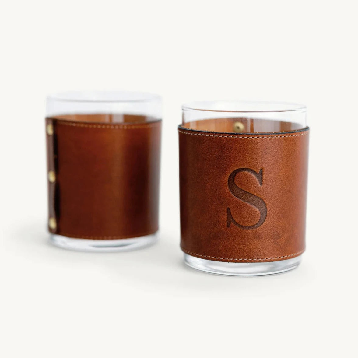 Rocks Glasses (2) with Leather Sleeve