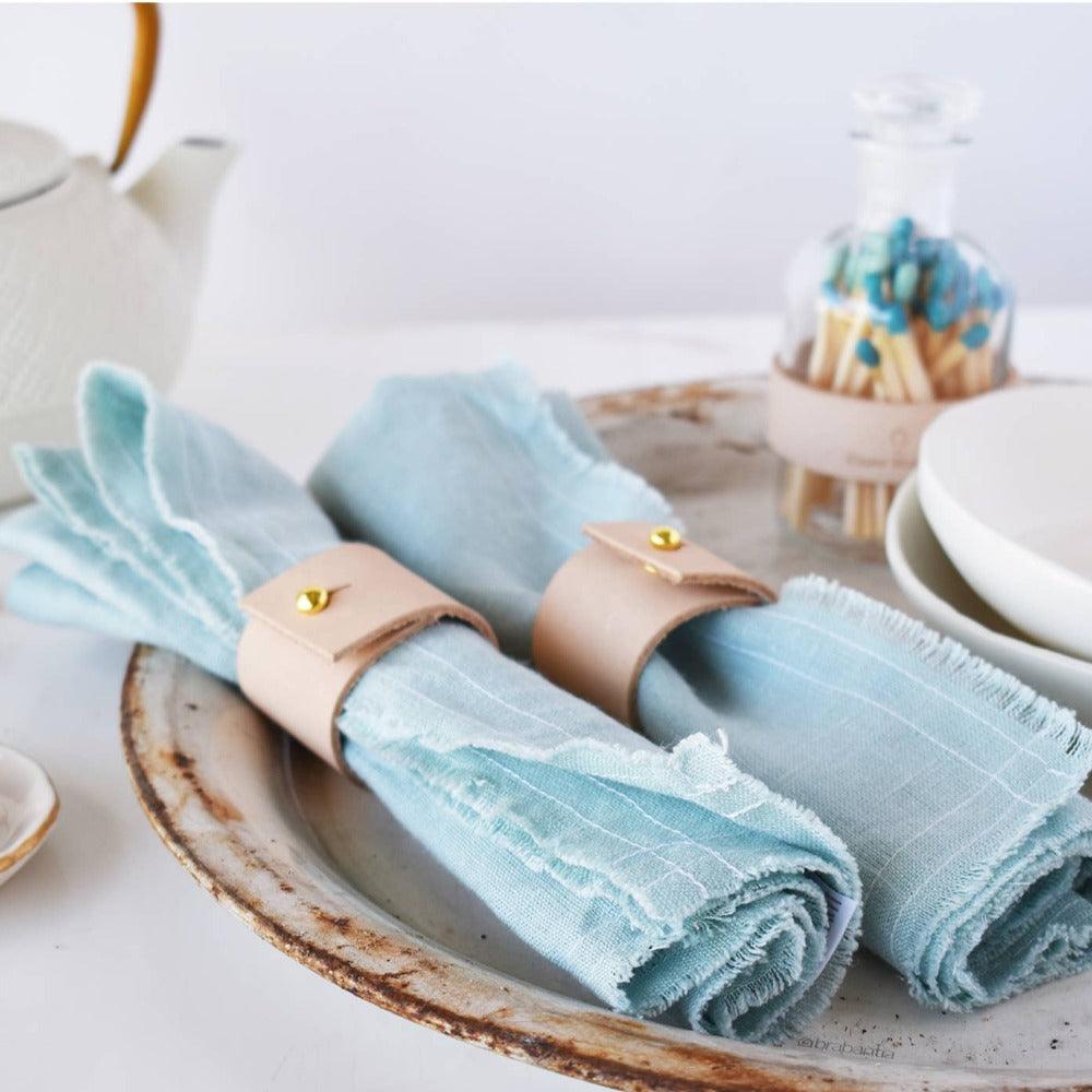 Celina Mancurti Mint Linen Napkins on Plate
