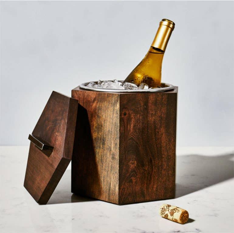 Solid Walnut Ice Bucket - Southern Crafted