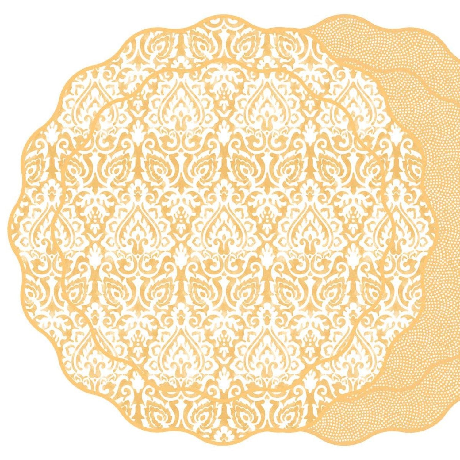 Damask and Dot Fan Round Placemat - Southern Crafted