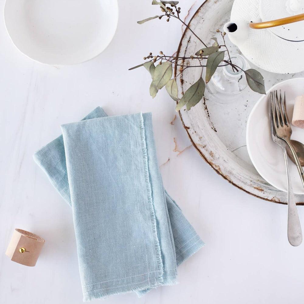 Mint Wild Linen Napkins -Set of 2 - Southern Crafted
