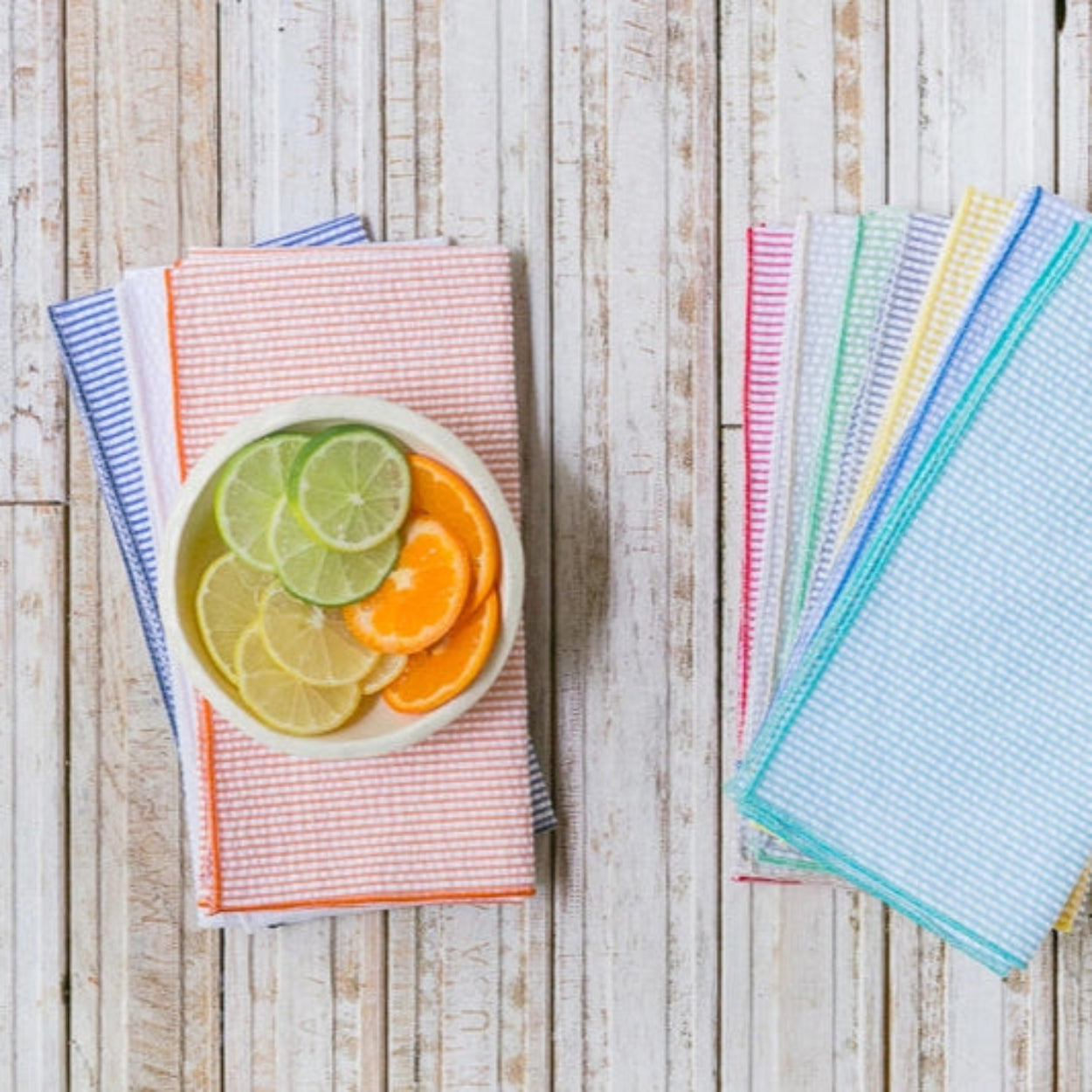Seersucker Multi Color Dinner Napkins