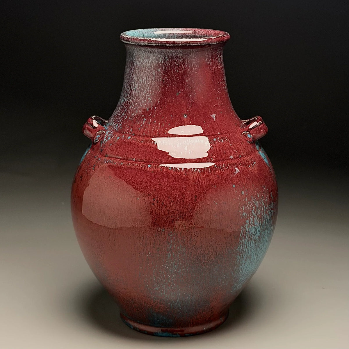 Handled Han Vase in Chinese Blue, 11.5"