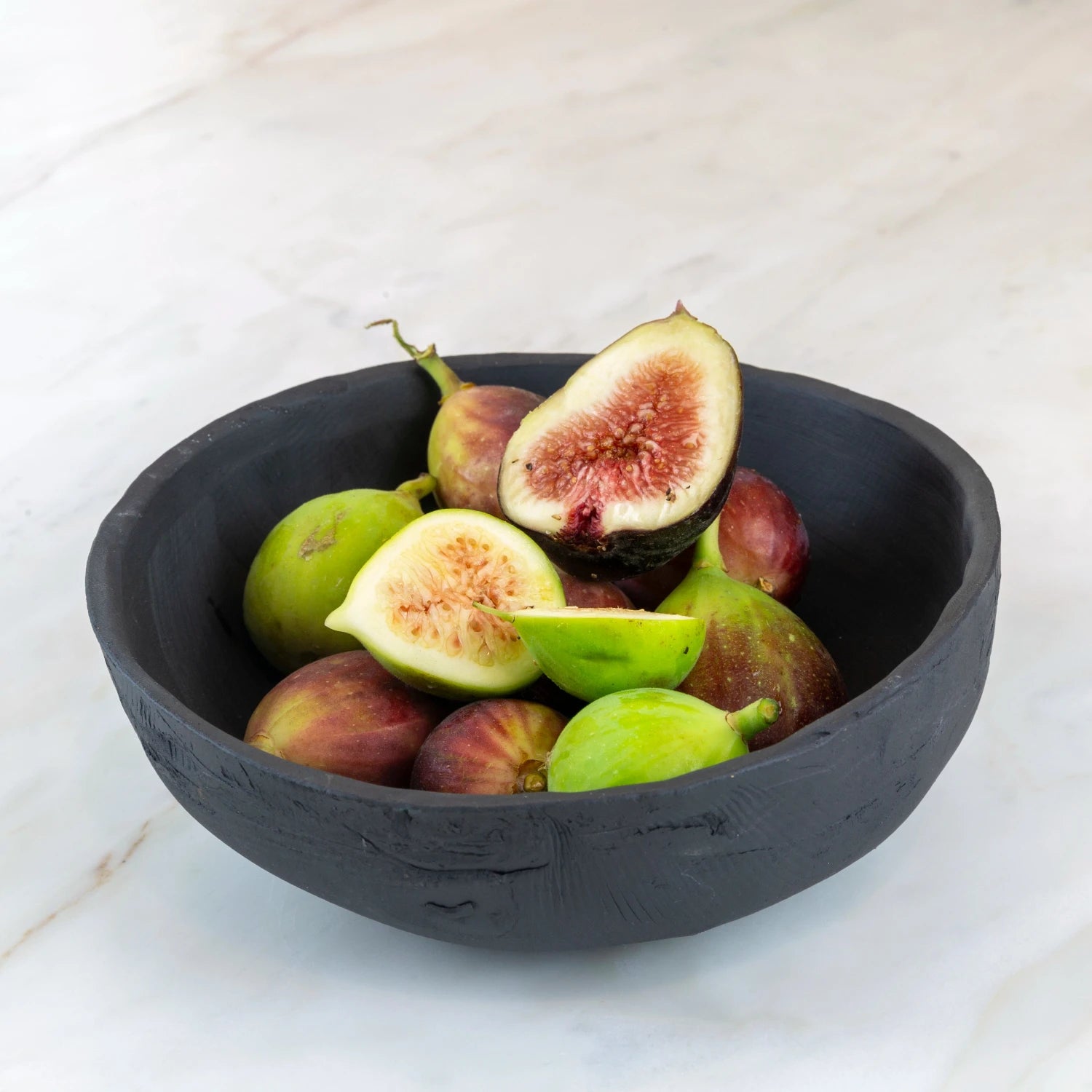 Civil Stoneware Black Soup Bowl with Figs