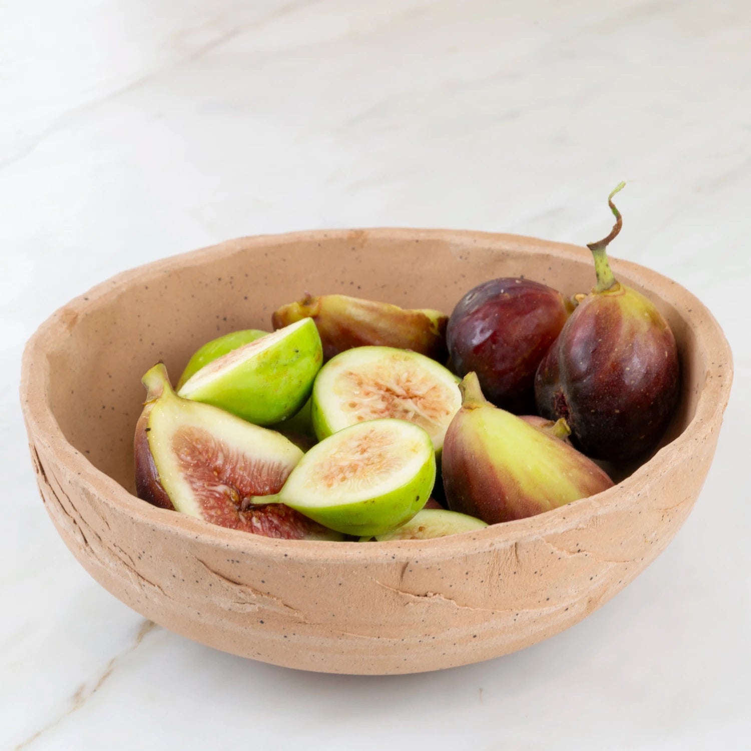 Civil Stoneware Peach Soup Bowl with Figs