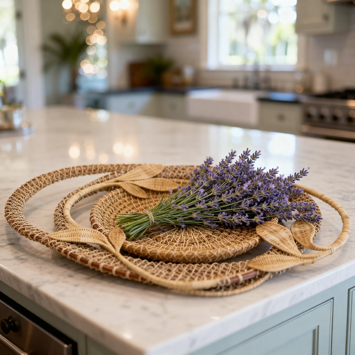 Flat Nature Basket with lavender in Kitchen