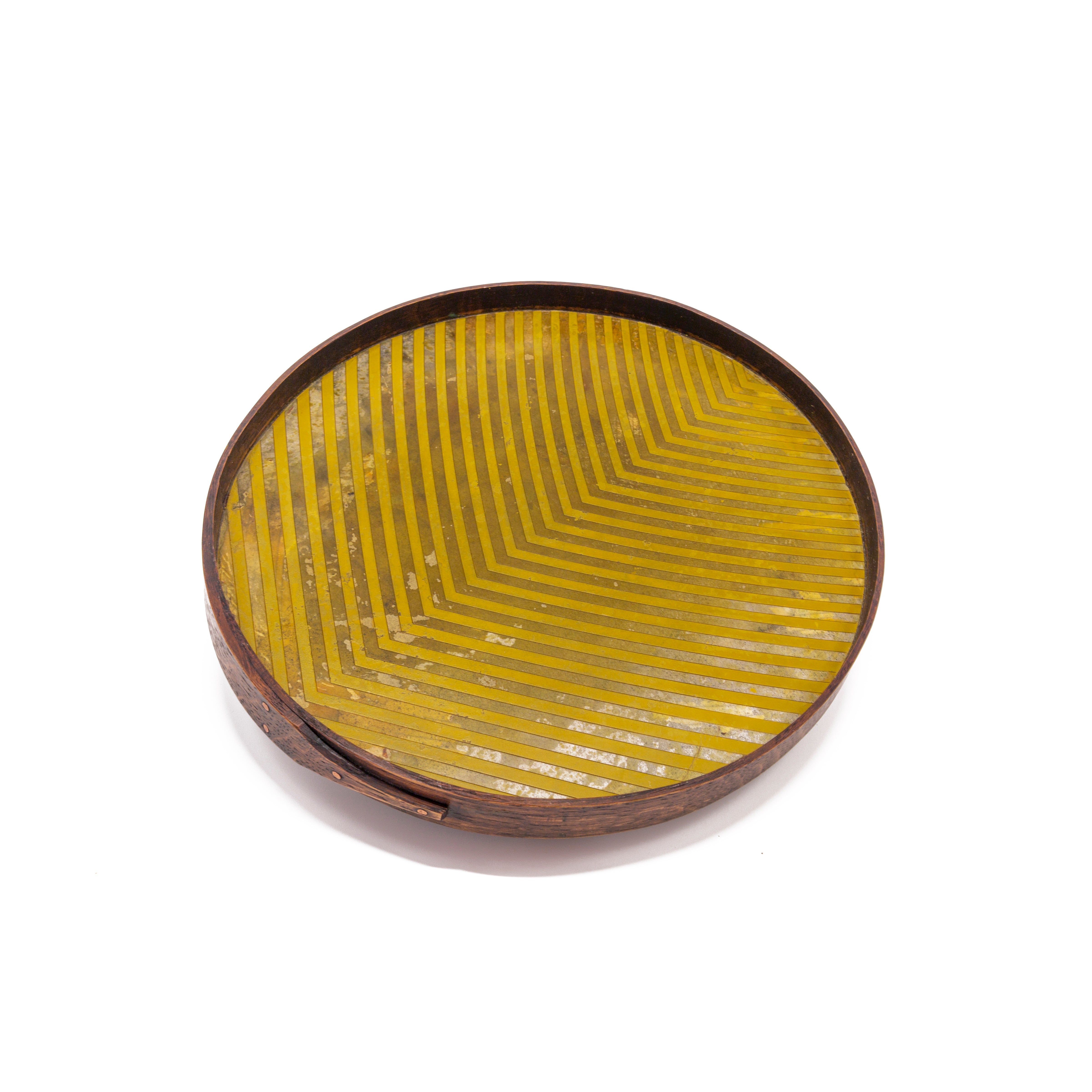 Round Green Chevron Tray (D903)