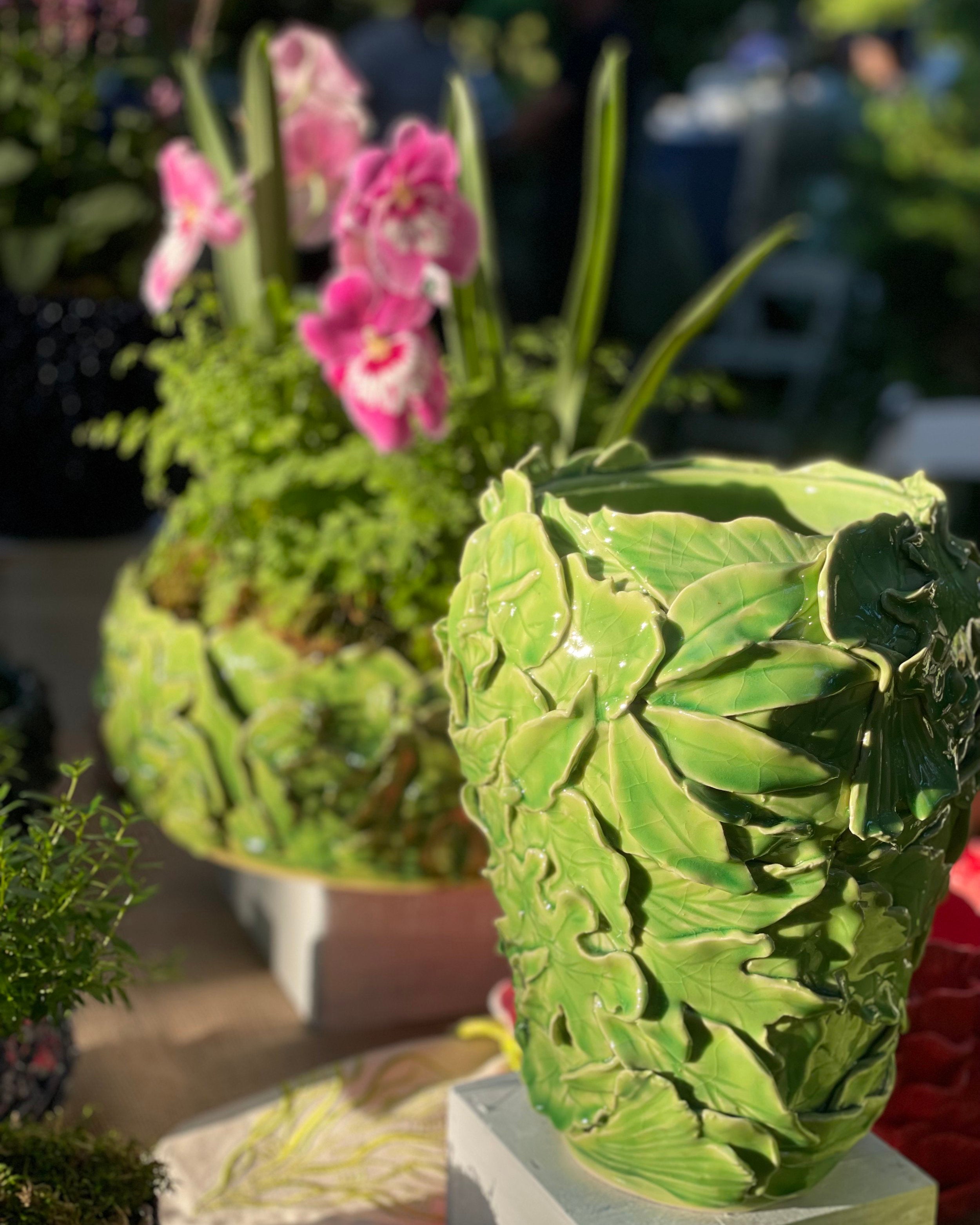 Green Multi Leaf Vase