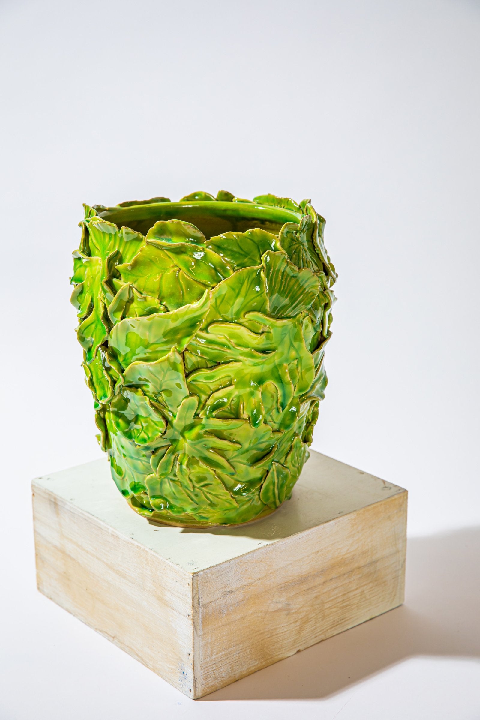 Green Multi Leaf Vase