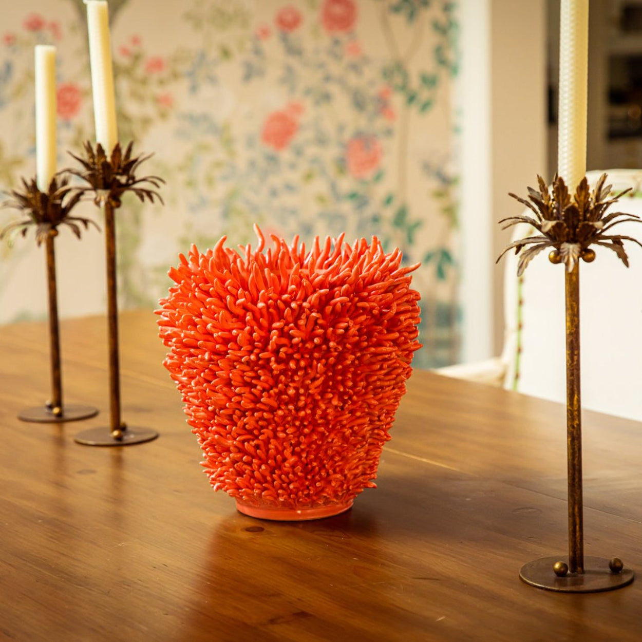 Kass OBrien Sea Anemone Vase on a dining room table.
