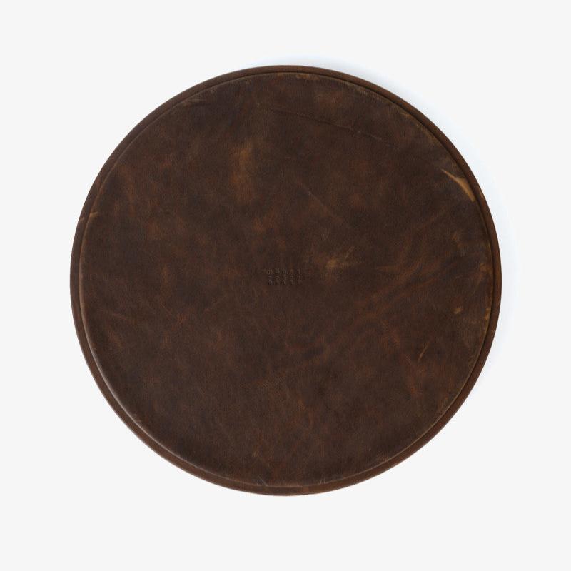 Round Leather Serving Tray - Baldwin Oak Leather