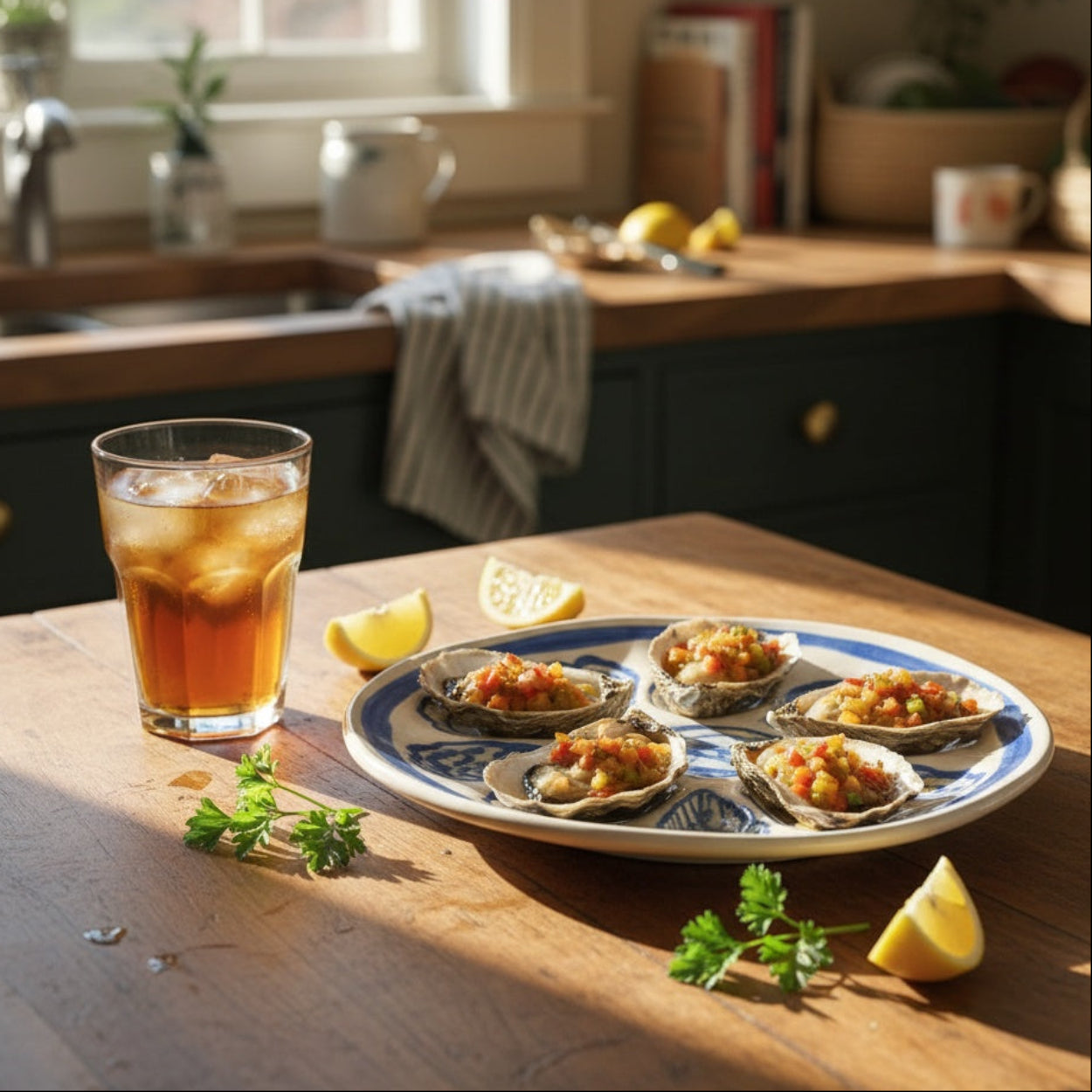 Oysters Cassino on Melissa Bridgman Plate