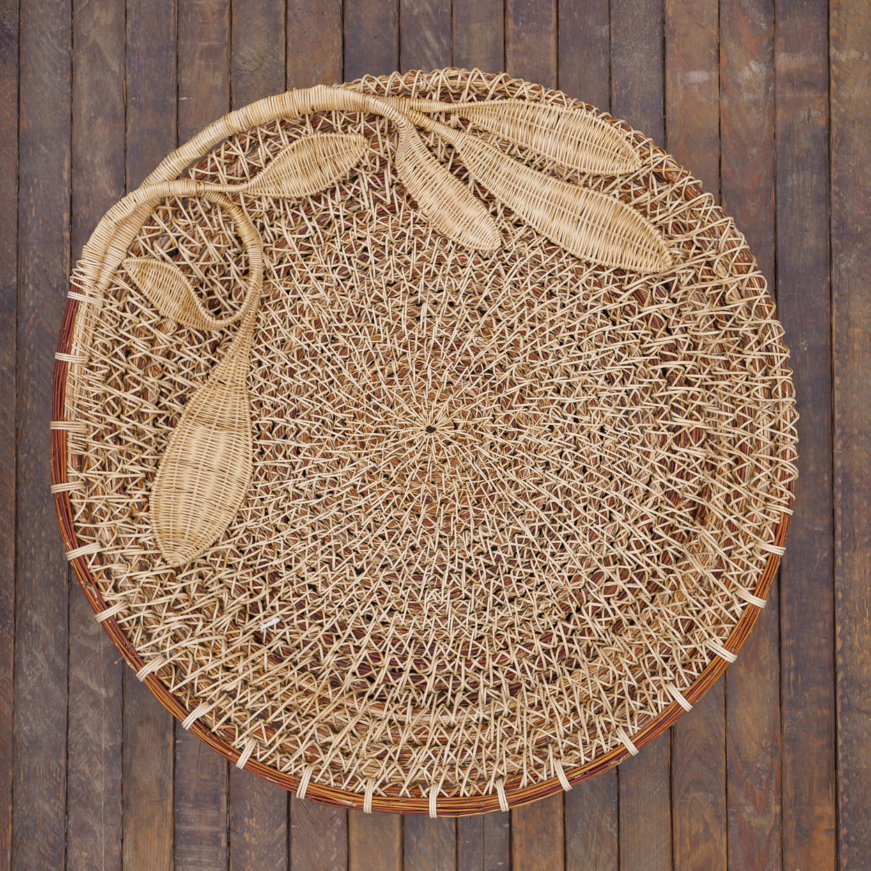 Woven 19 inch Low Leaf Basket