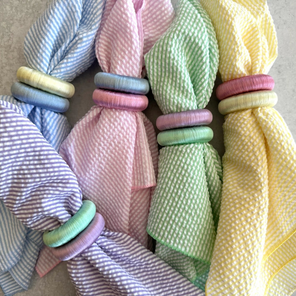 Seersucker Multi Color Dinner Napkins