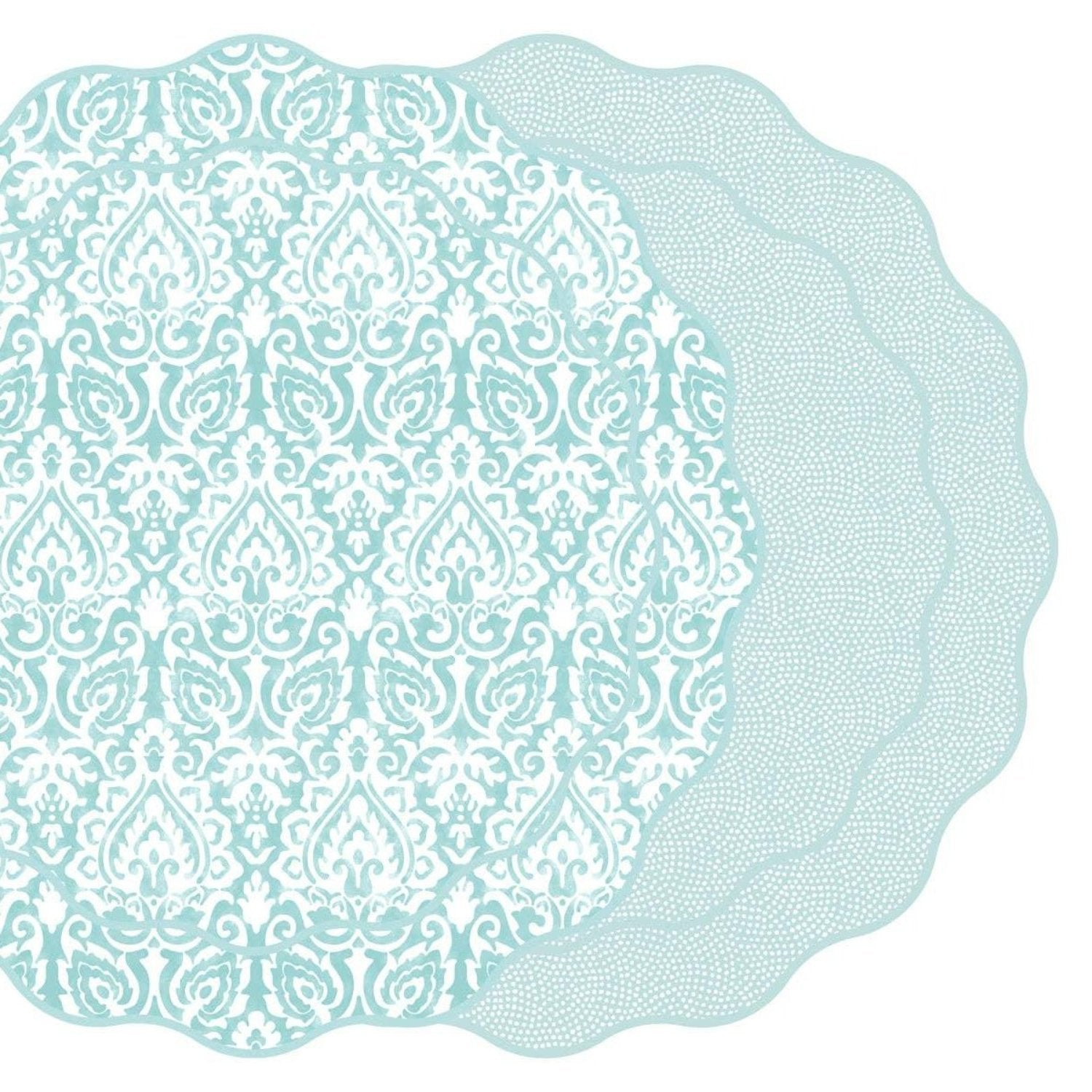 Damask and Dot Fan Round Placemat - Southern Crafted