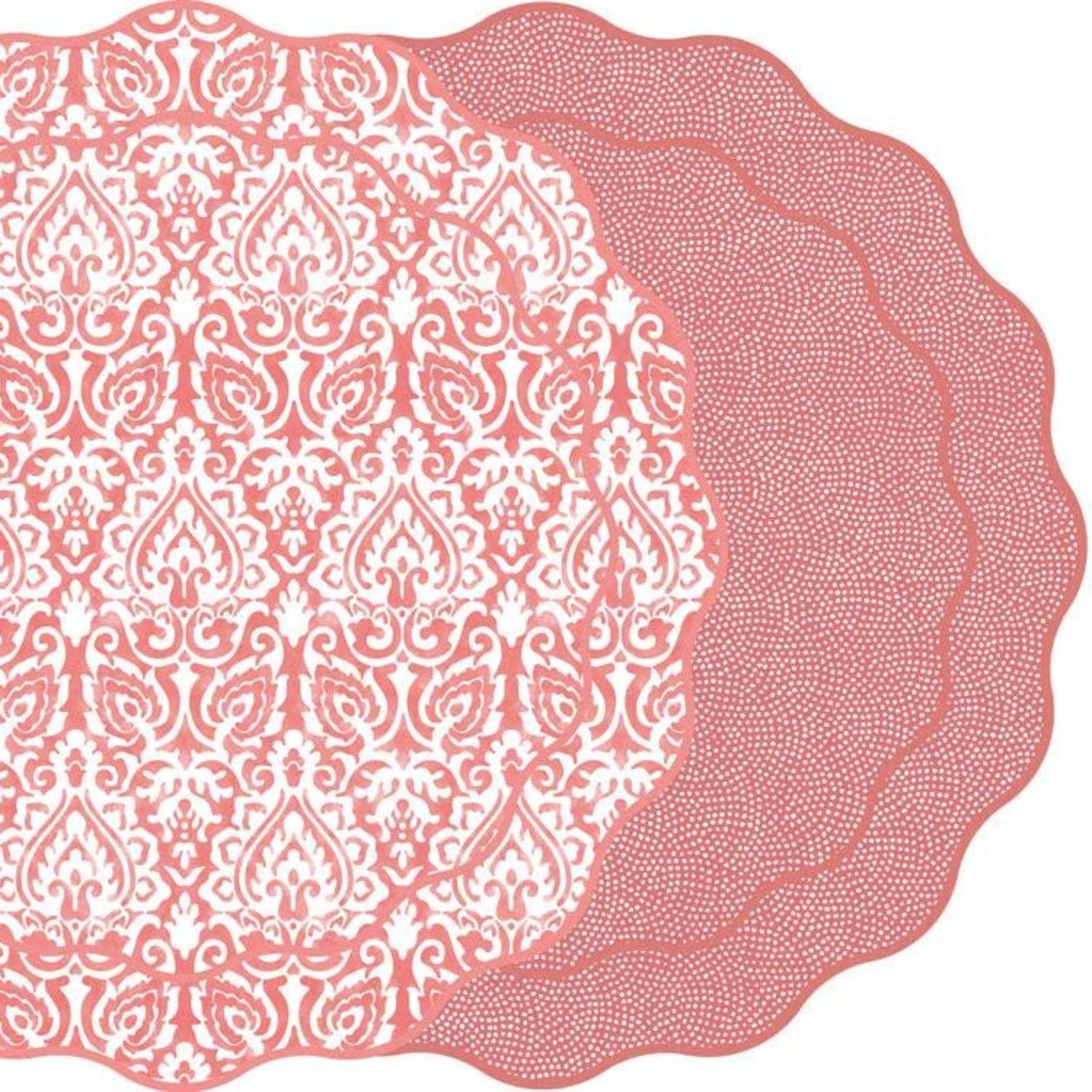 Damask and Dot Fan Round Placemat - Southern Crafted