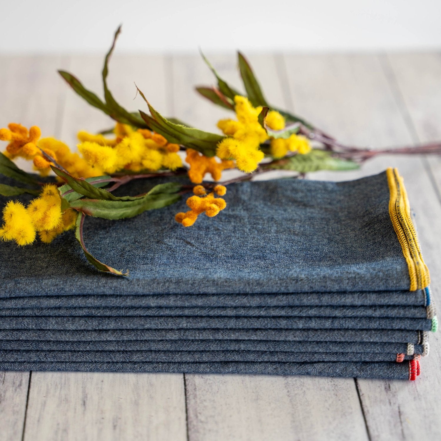 Denim Chambray Cloth Coasters Set of 8