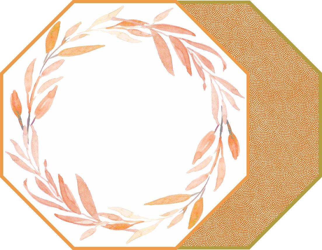 Octagonal Watercolor Leaves Wreath Placemat - Southern Crafted
