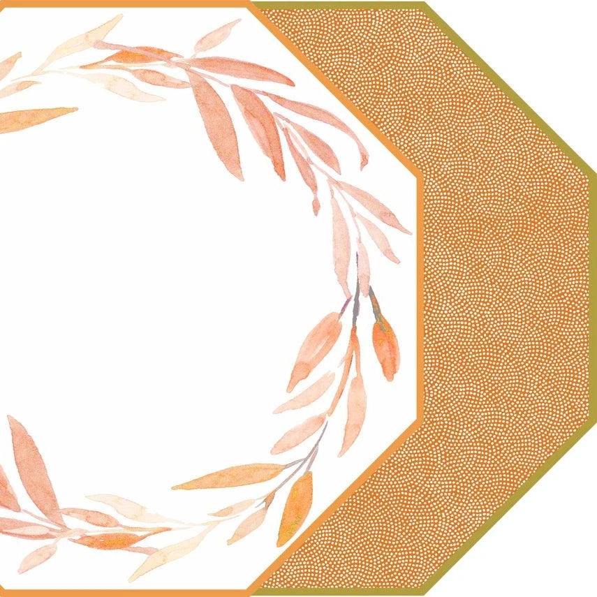 Octagonal Watercolor Leaves Wreath Placemat - Southern Crafted