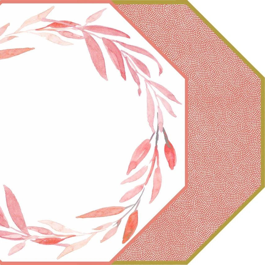 Octagonal Watercolor Leaves Wreath Placemat - Southern Crafted
