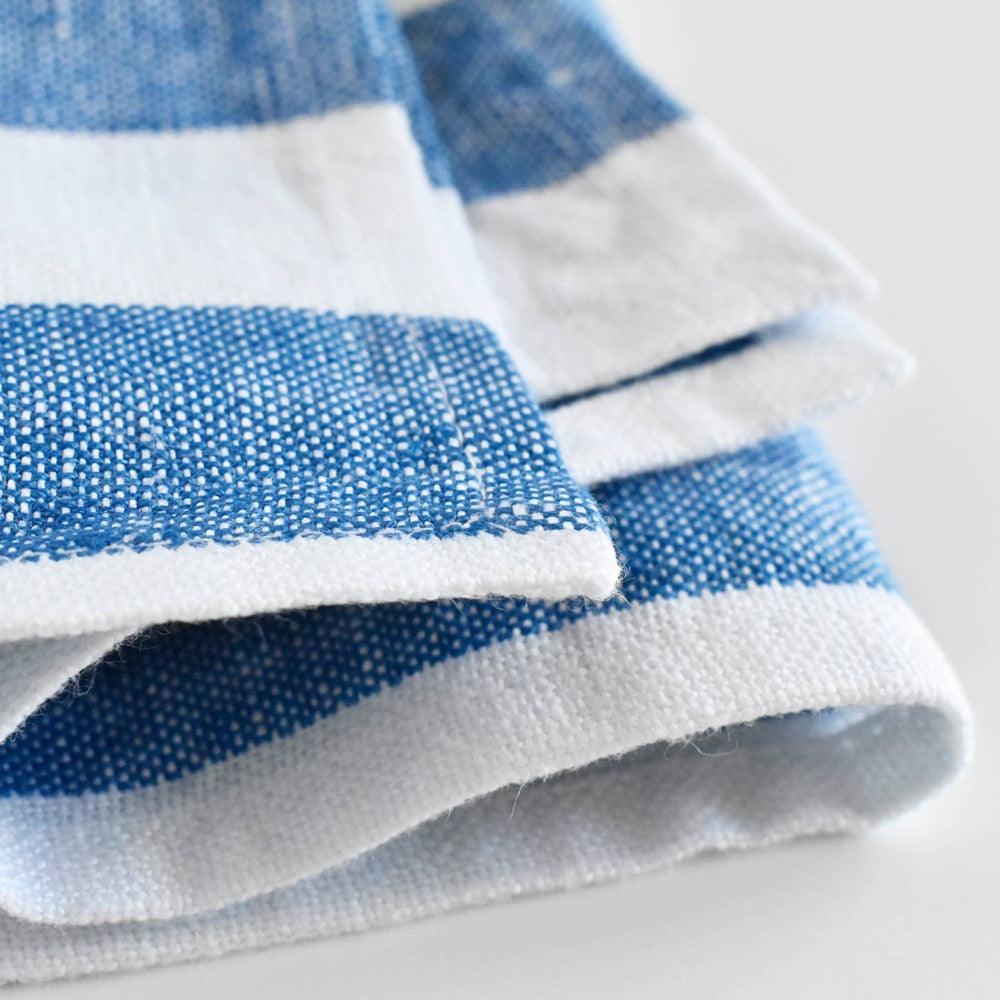 Celina Mancurti Blue Striped Napkins Stitching Detail