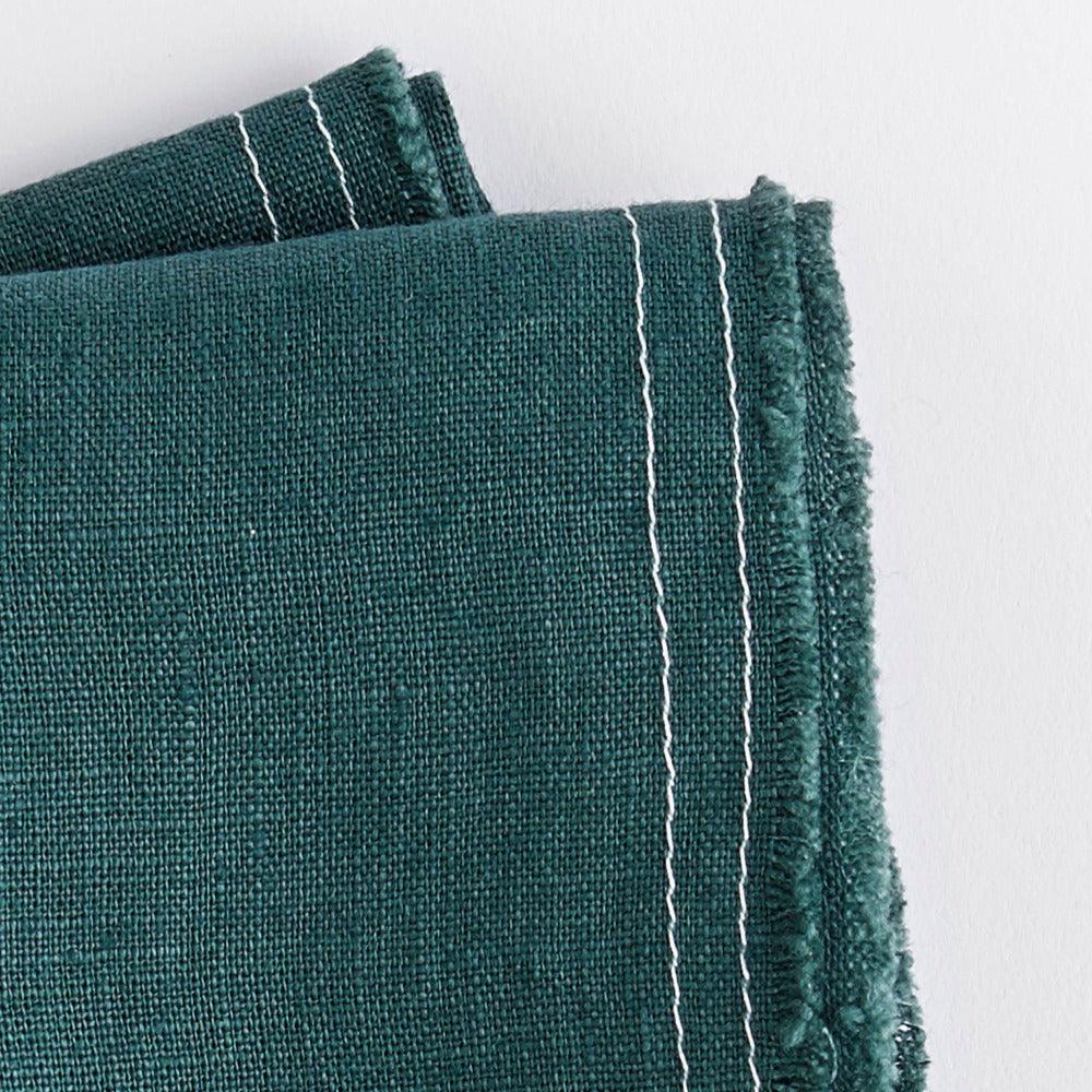 Celina Mancurti Deep Green Linen Napkin Stitching Detail