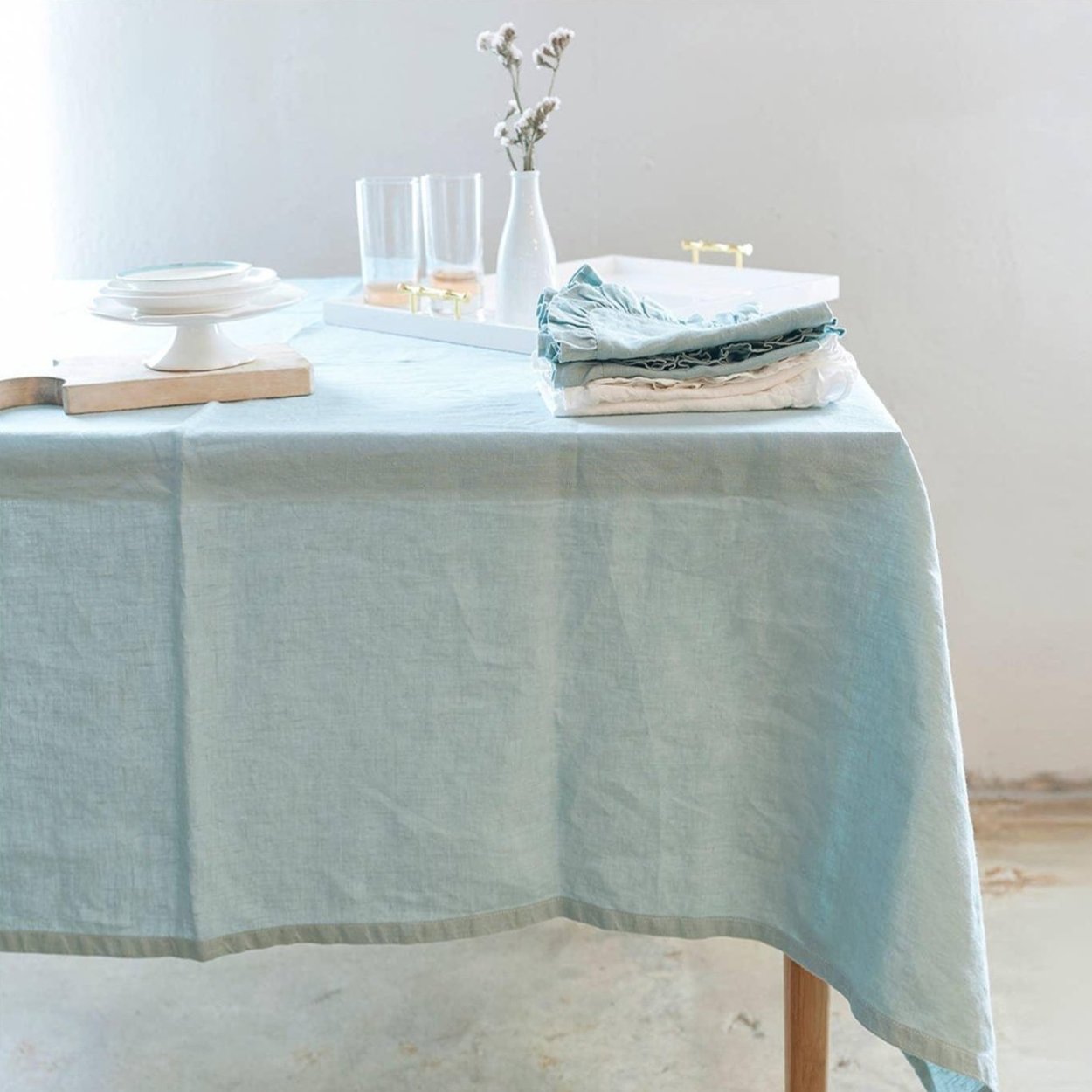 Bohemian Tablecloth- Mint Linen 55x110 - Southern Crafted